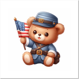 Cute Union Soldier Bear Kawaii Posters and Art